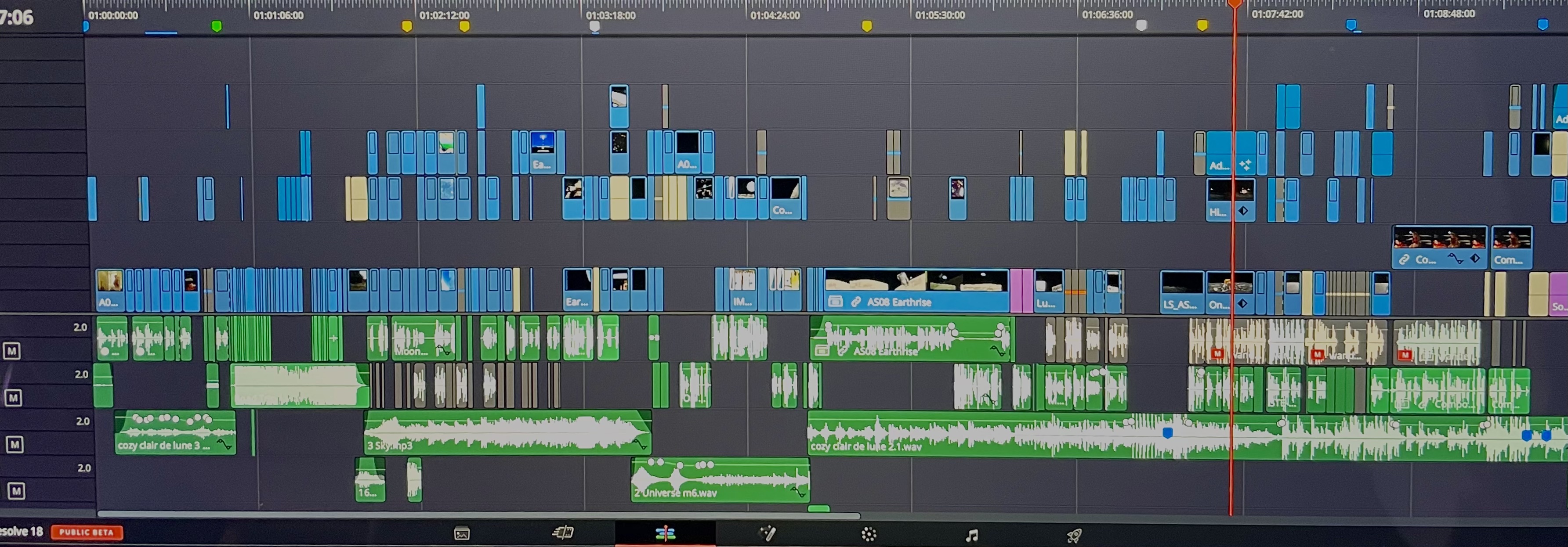 the final timeline in Resolve